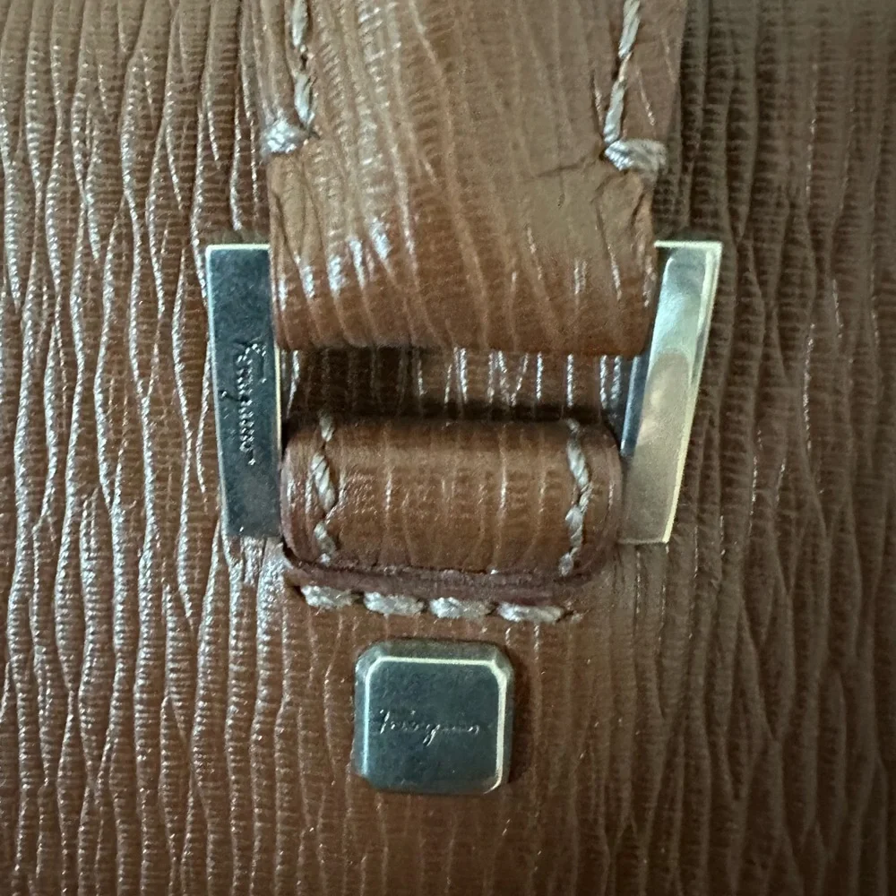 Salvatore Ferragamo Tan Leather Briefcase
